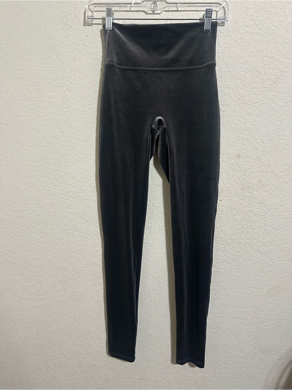 SPANX High-Waist Gray Velvet Leggings Small